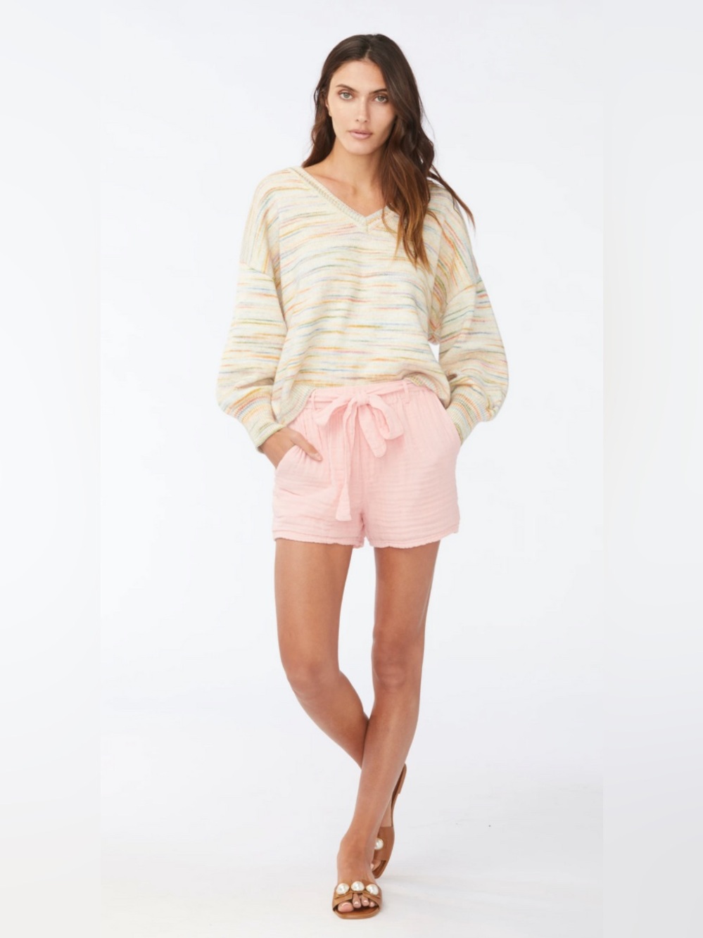 Sundays Ozeta White Tie-Waist Beachy Boho Coastal Grandma Cotton Shorts Size 0
